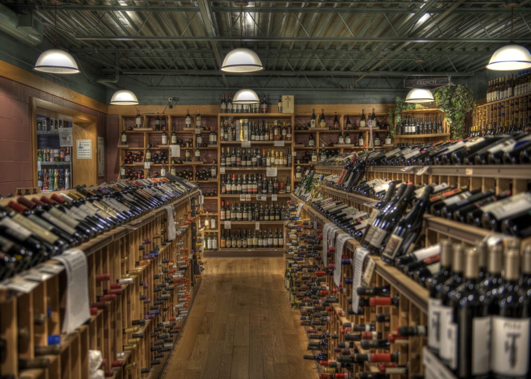 Wine aisle inside Tippins Market
